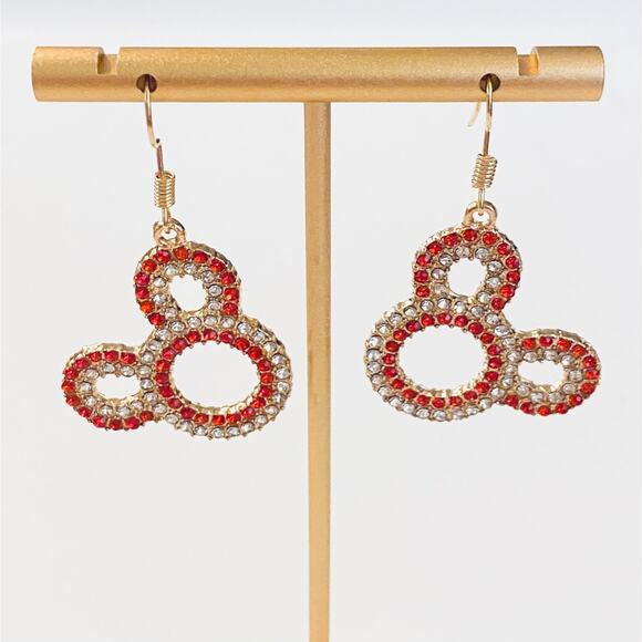 Mickey Mouse Crystal Gold Drop Earrings - Picture 1 of 1